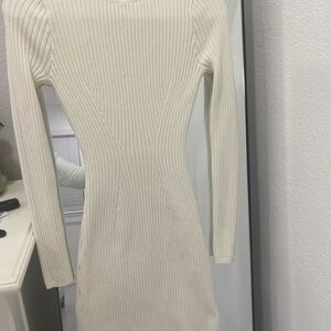 Hollister Cream Long Sleeve Ribbed Dress